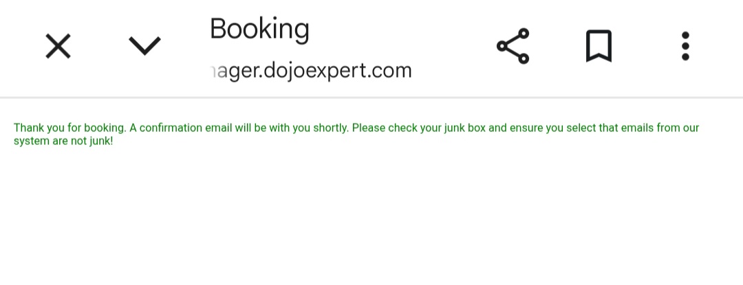 Booking Confirmation Screen