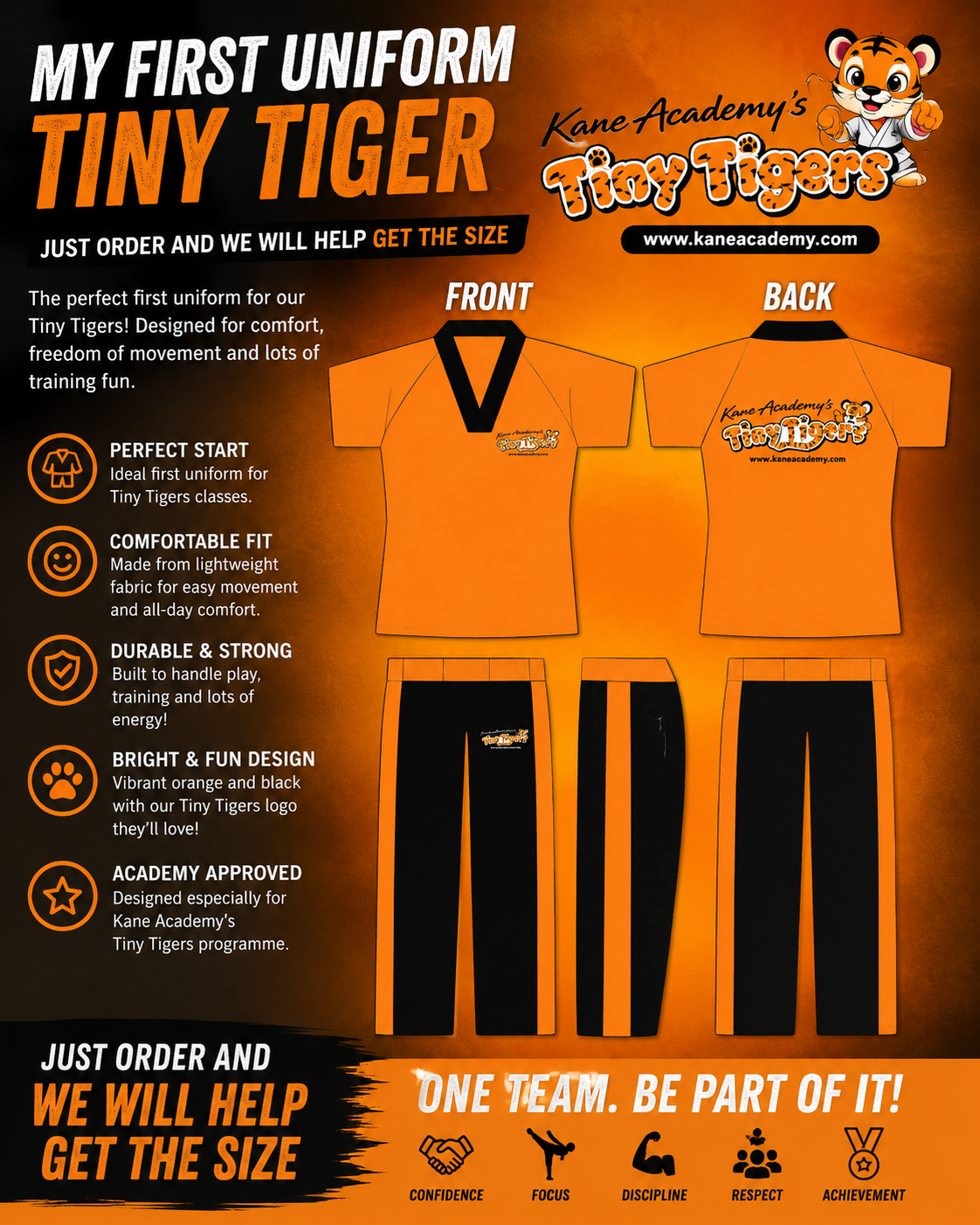 Kane Academy Tiny Tiger first martial arts uniform